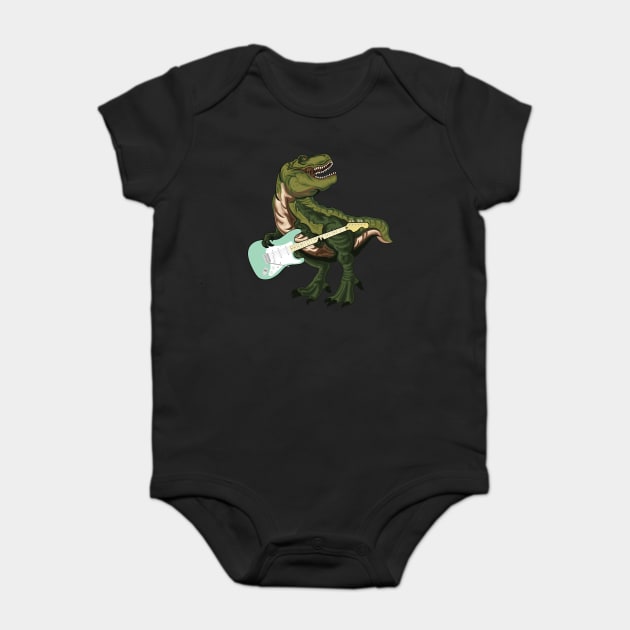 Dinosaur Guitar Trex Rock N Roll Punk Shredder Guitarist Player Band Kids Men Women Baby Bodysuit by Shirtsurf